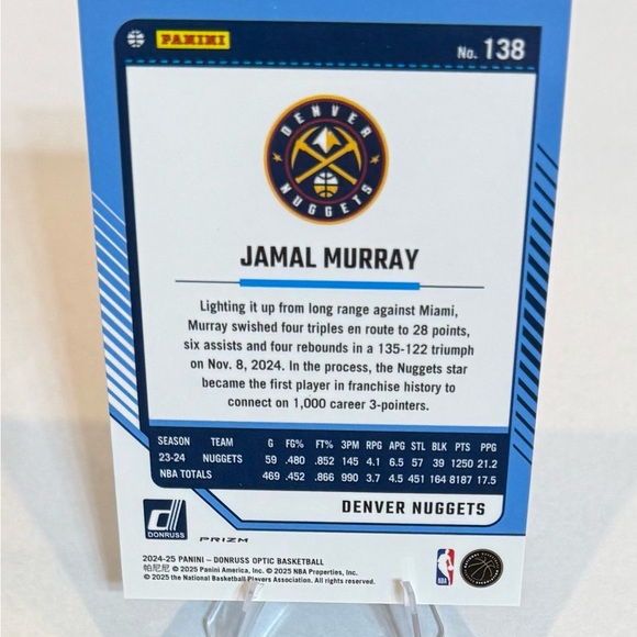 2024/25 Panini- Donruss Optic Basketball Jamal Murray # 138 Denver Nuggets - Picture 2 of 9
